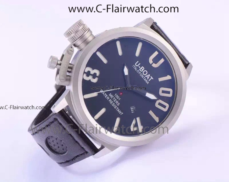 Replica U-BOAT Italo Fontana SS Black Leather Watch